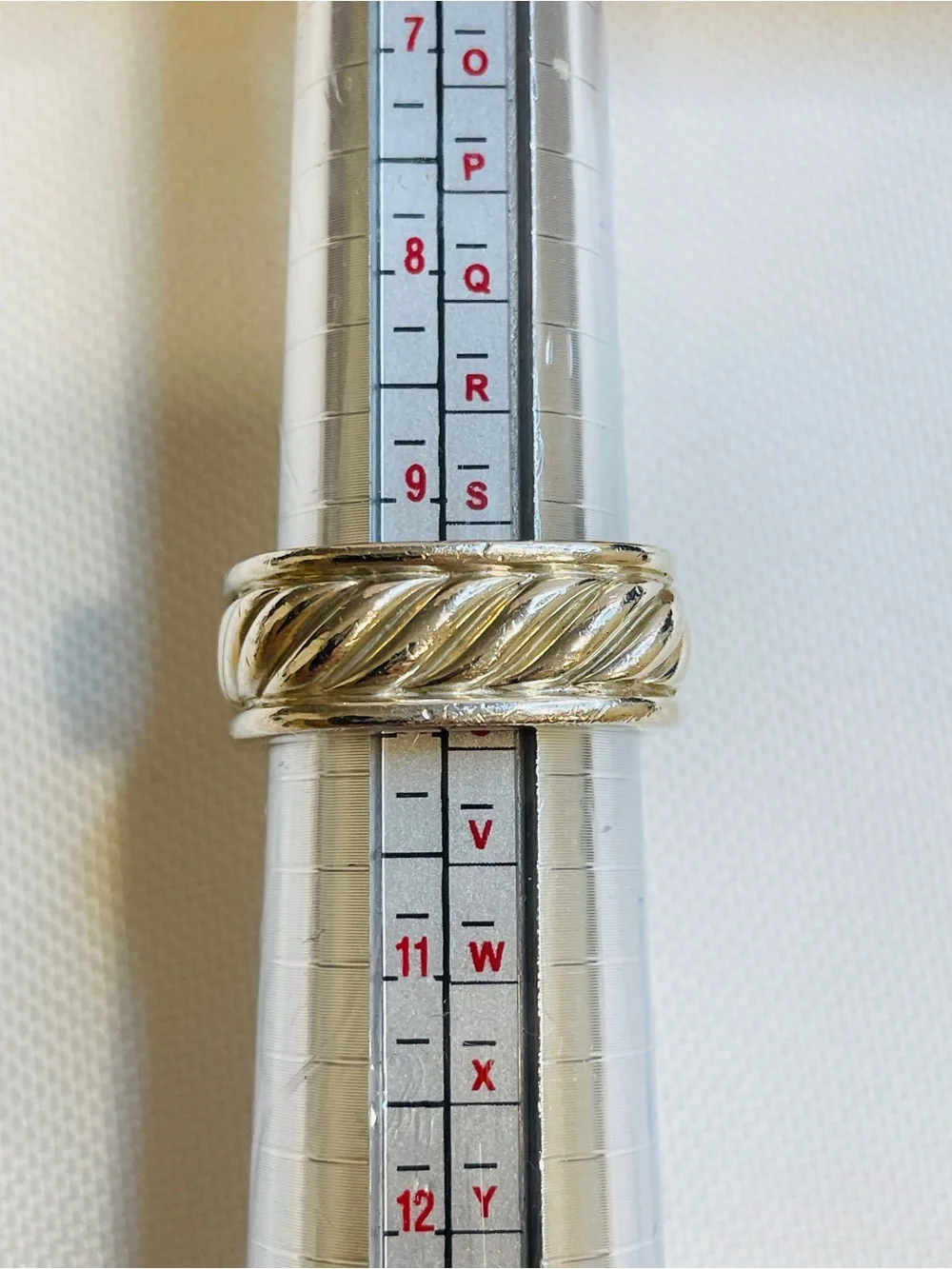 David Yurman 925 Sterling Silver Sculpted Cable Square Band Ring